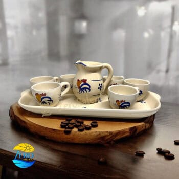 Set Caffè con Tazzine Zuccheriera Lattiera e Vassoio decoro Gallo - immagine 2