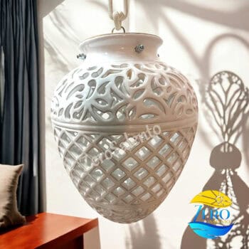 Lampada Pigna a soffitto in ceramica intagliato Bianco TERIL124