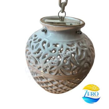 Lampada Pigna a soffitto in ceramica intagliato Bianco TERIL124 - immagine 6