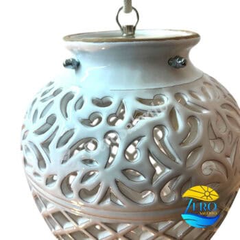 Lampada Pigna a soffitto in ceramica intagliato Bianco TERIL124 - immagine 5