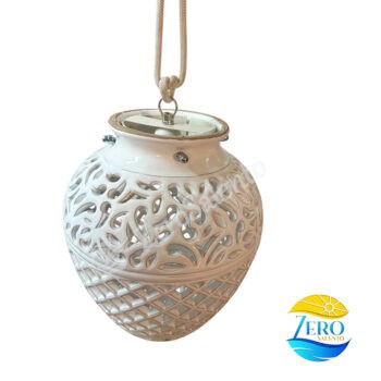 Lampada Pigna a soffitto in ceramica intagliato Bianco TERIL124 - immagine 4