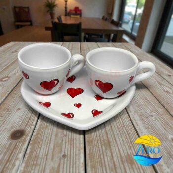 Novità - Tazzine da Caffè e sotto piatto Cuore in Terracotta