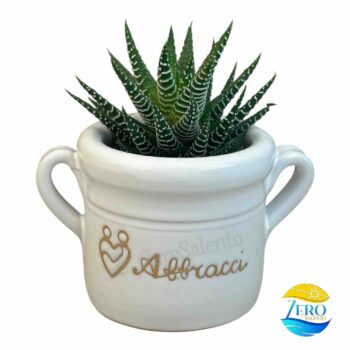 Vaso Porta piantina Artigianale con manici e incisione