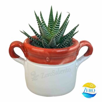 Vaso Porta piantina Artigianale con manici Bicolore