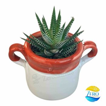 Vaso Porta piantina Artigianale con manici Bicolore - immagine 2