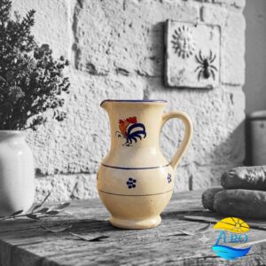 Brocca Cocktail acqua e vino in Terracotta Ceramica decoro Gallo Salentino