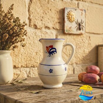 Brocca Cocktail acqua e vino in Terracotta Ceramica decoro Gallo Salentino