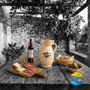 Brocca Ursulo acqua e vino in Terracotta– Ceramica decoro Gallo