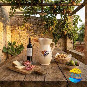 Brocca Ursulo acqua e vino in Terracotta– Ceramica decoro Gallo