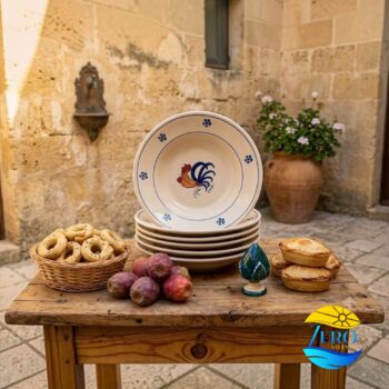 Piatto Fondo in Terracotta – Ceramica decoro con Gallo Salentino