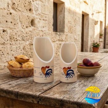 Portabicchiere e Bicchierini in Terracotta – Ceramica decoro Gallo Salentino