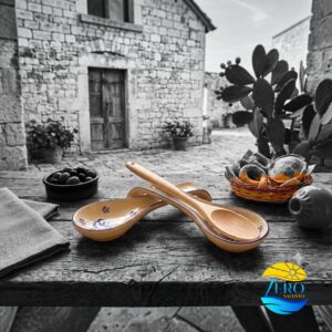 Posacucchiaio in Terracotta a Cucchiaio - Ceramica decoro Gallo Salentino