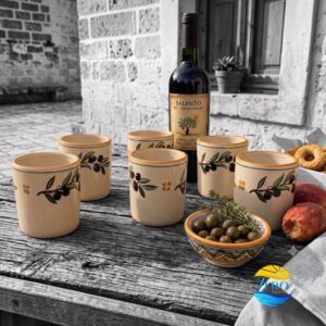 Set bicchiere senza manico decoro olive