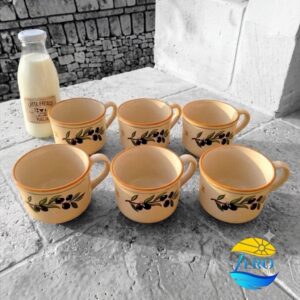 Set tazza latte decoro olive
