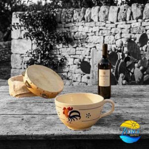 Tazza Cioccolata calda con manico in Terracotta – Ceramica decoro Gallo Salentino 3