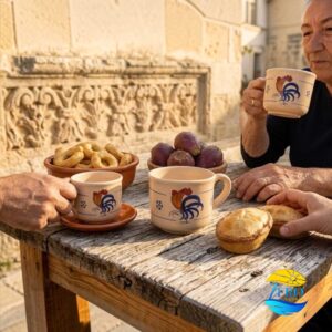 Tazza Latte con manico in Terracotta – Ceramica decoro Gallo Salentino