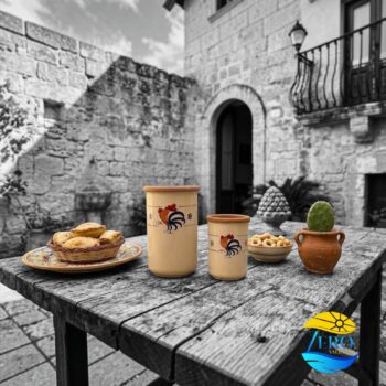 Termobottiglia in terracotta decoro gallo salento