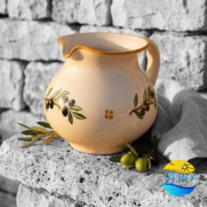 brocca-bombata-ceramica-artigianale-salentina-decoro-olive