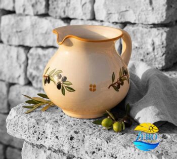 brocca-bombata-ceramica-artigianale-salentina-decoro-olive