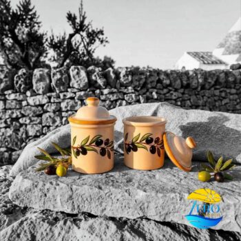 set-barattoli-cilindrici-con-coperchio-ceramica-salentina-decoro-olive
