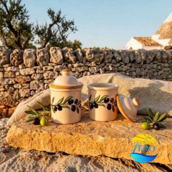 set-barattoli-cilindrici-con-coperchio-ceramica-salentina-decoro-olive
