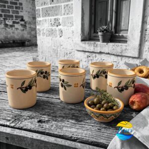 set-bicchieri-tazze-senza-manico-ceramica-salentina-decoro-olive