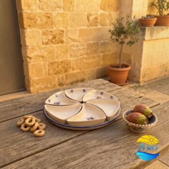 Antipastiera Girella - Ceramica decoro Gallo Salentino