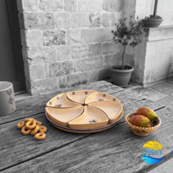 Antipastiera Girella in Terracotta - Ceramica decoro Gallo Salentino