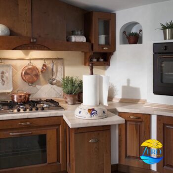 PortaRotolo da cucina in Terracotta - Ceramica decoro Gallo Salentino - immagine 2