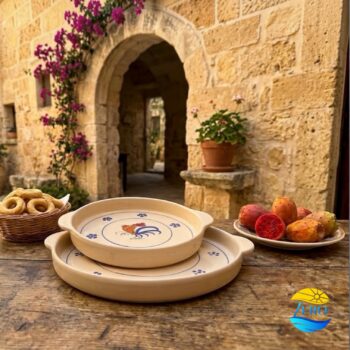 Vassoio Tondo in Terracotta - Ceramica decoro Gallo Salentino - immagine 2