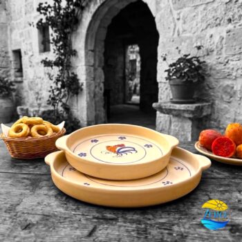 Vassoio Tondo in Terracotta - Ceramica decoro Gallo Salentino