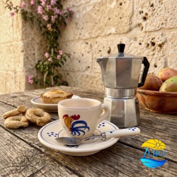 Tazza Caffè in Terracotta - Ceramica decoro Gallo Salentino - immagine 2