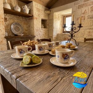 Tazza Tè con manico in Terracotta – Ceramica decoro con Gallo Salentino