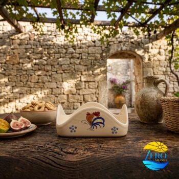 PortaTovaglioli Quadrato da Tavolo in Terracotta – Ceramica decoro Gallo Salentino