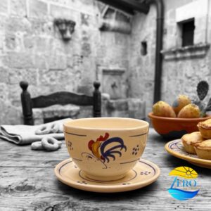 Tazza Cioccolata calda senza manico in Terracotta – Ceramica decoro Gallo Salentino