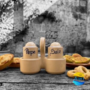 CONDITAVOLA Sale e Pepe in Terracotta – Ceramica decoro Gallo Salentino