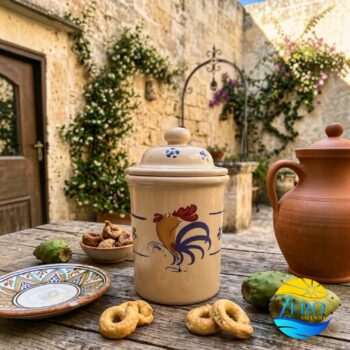 Barattolo Spezie – Tè – Sale – Caffè – Zucchero in Terracotta con Gallo Salentino