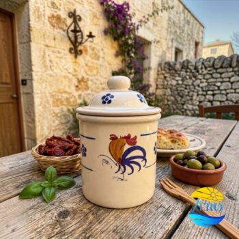 Barattolo Spezie – Tè – Sale – Caffè – Zucchero in Terracotta con Gallo Salentino