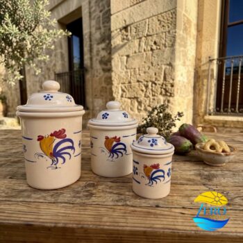 Barattolo Spezie – Tè – Sale – Caffè – Zucchero in Terracotta con Gallo Salentino