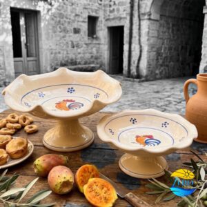 Centrotavola Alto Porta Frutta in Terracotta – Ceramica decoro Gallo Salentino