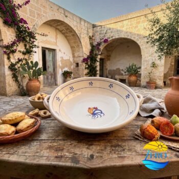 Centrotavola basso con manici Porta Frutta in Terracotta – Ceramica Gallo Salentino