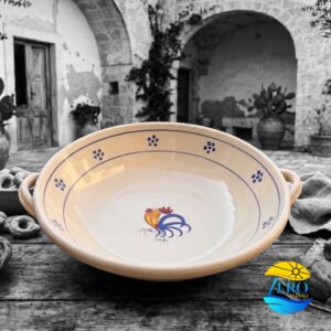 Centrotavola basso con manici Porta Frutta in Terracotta – Ceramica Gallo Salentino