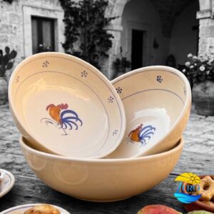 Coppa Coppetta Centrotavola in Terracotta Ceramica decoro Gallo Salentino