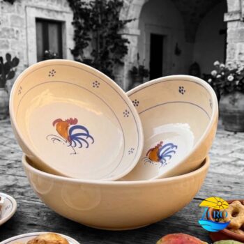 Coppa Coppetta Centrotavola in Terracotta Ceramica decoro Gallo Salentino