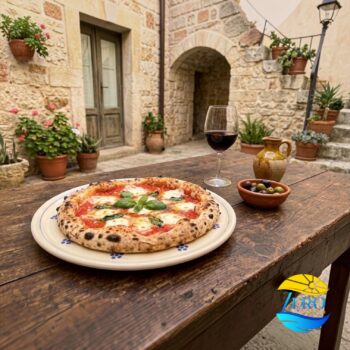 Piatto Pizza e Maxi Pizza in Terracotta – Ceramica decoro Gallo Salentino