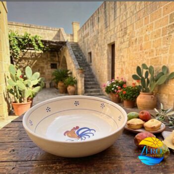 Coppa Coppetta Centrotavola in Terracotta Ceramica decoro Gallo Salentino
