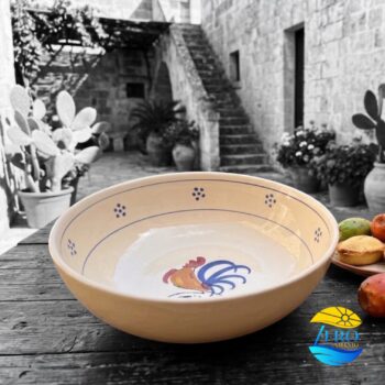 Coppa Coppetta Centrotavola in Terracotta Ceramica decoro Gallo Salentino