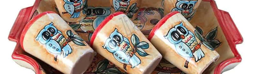 Set BICCHIERE LIMONCELLO o LIQUORE con Vassoio in terracotta Le Civette by ZeroSalento